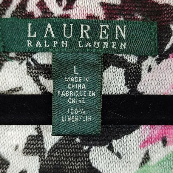 Lauren Ralph Lauren Floral Linen Tunic Blouse Top Size Large - Picture 2 of 7